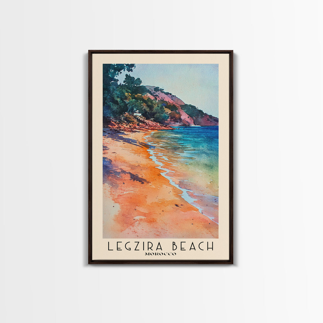 Legzira Beach, Morocco Watercolor Beach Print, Vacation Gift, Morocco Wall Art, Framed Canvas Print, Framed Beach Painting