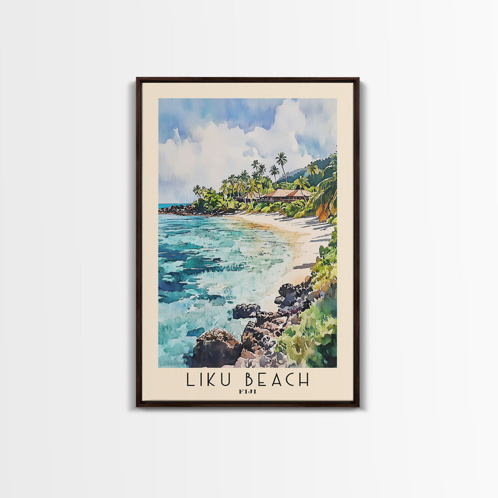 Liku Beach, Fiji Watercolor Print, Vacation Gift, Fiji Wall Art, Beach Painting, Beach Decor, Beach Or Lakehouse Art