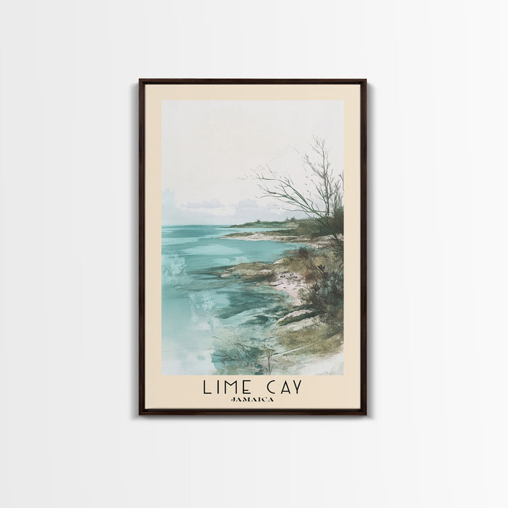 Lime Cay, Jamaica Watercolor Print, Vacation Gift, Jamaica Wall Art, Beach Painting, Beach Decor, Large Wall Art, Wood Frame Art