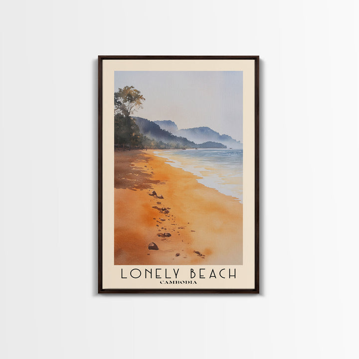 Lonely Beach, Cambodia Watercolor Beach Print, Vacation Gift, Cambodia Wall Art, Beach Painting, Beach Decor, Beach Painting