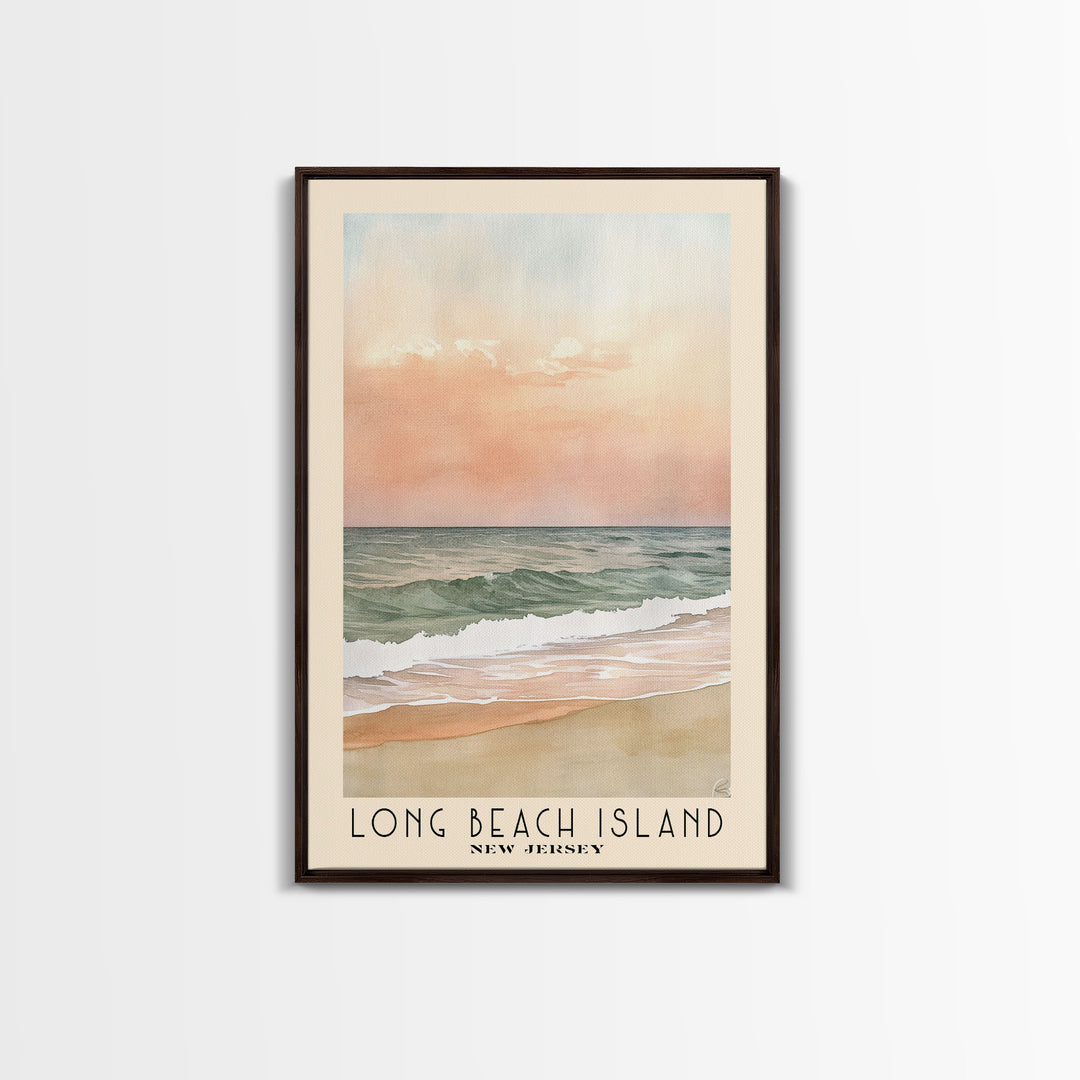 Long Beach Island, New Jersey Watercolor Print, Vacation Gift, New Jersey Wall Art, Beach Painting, Beach Decor, Large Wall Art, Wood Frame Art