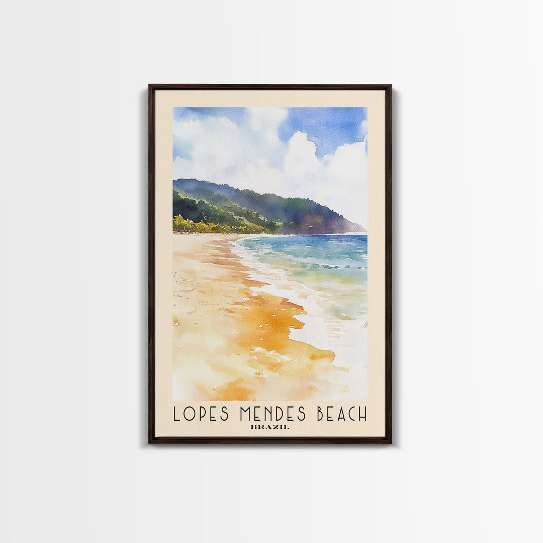 Lopes Mendes Beach, Brazil Watercolor Print, Vacation Gift, Brazil Wall Art, Beach Painting, Beach Decor, Beach Or Lakehouse Art