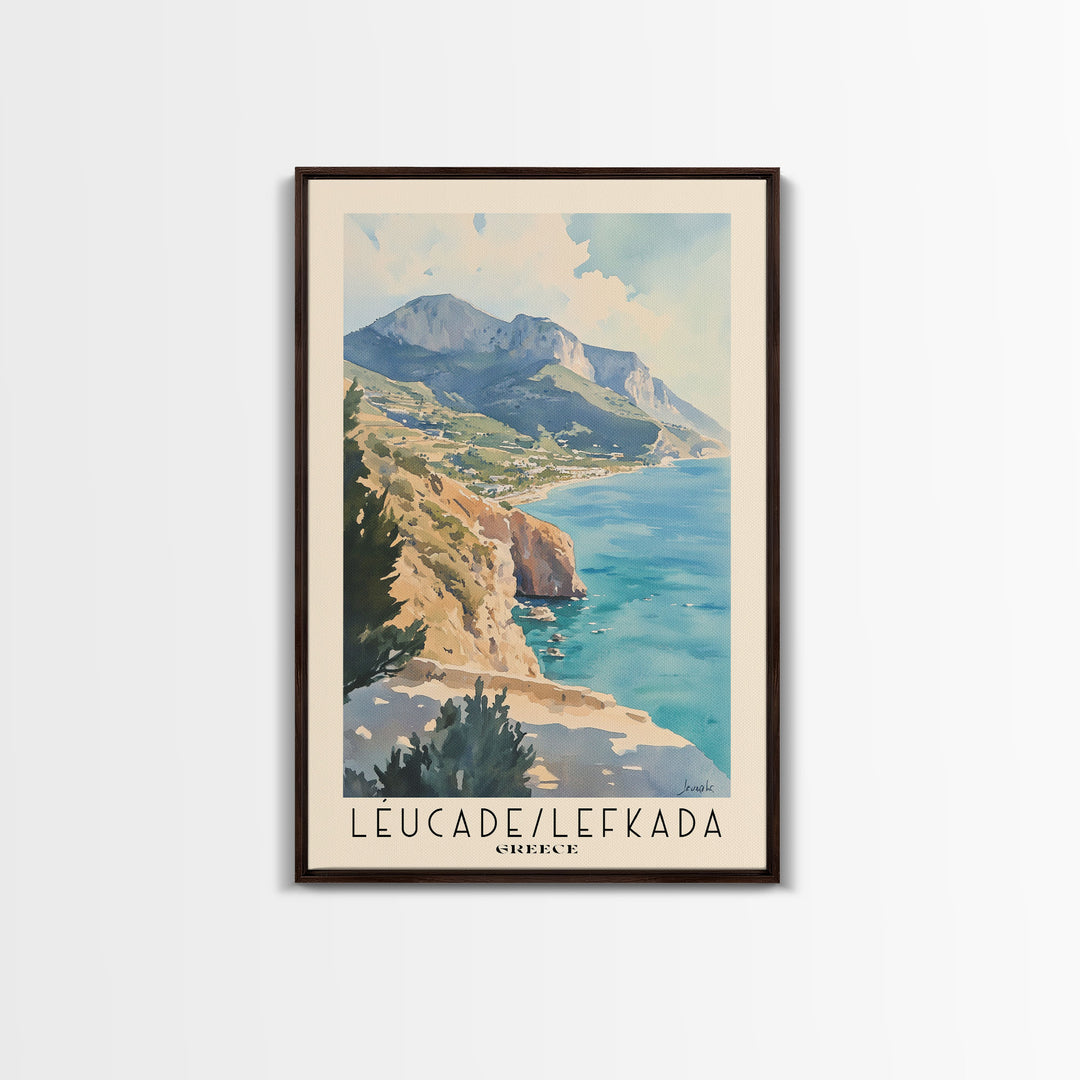 Léucade/Lefkada, Greece Watercolor Print, Vacation Gift, Greece Wall Art, Beach Painting, Beach Decor, Beach Or Lakehouse Art