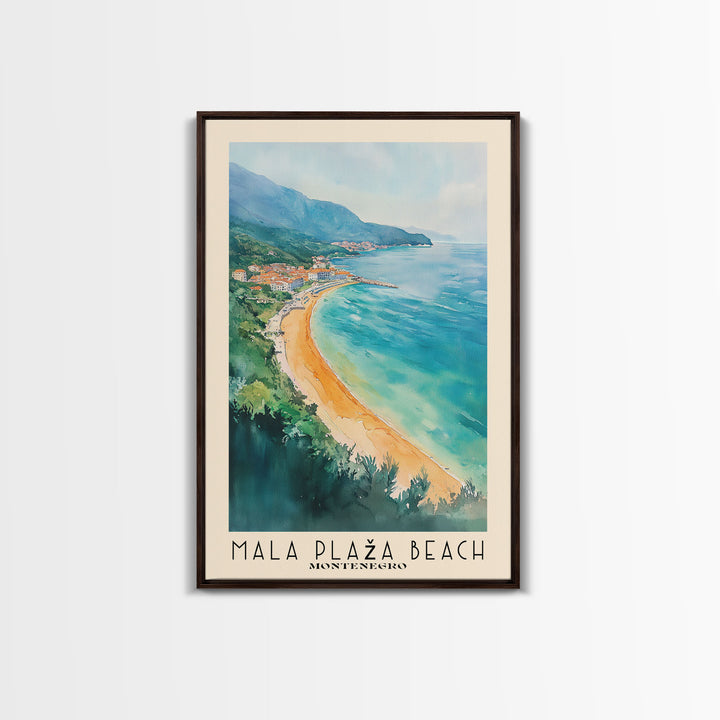 Mala Plaža Beach, Montenegro Watercolor Print, Vacation Gift, Montenegro Wall Art, Vacation Wall Art, Vacatation Memories, Beach Decor, Beach Or Lakehouse Art