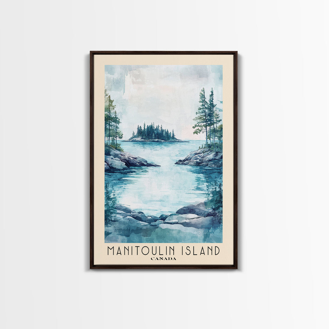 Manitoulin Island, Canada Watercolor Beach Print, Vacation Gift, Canada Wall Art, Framed Canvas Print, Framed Beach Painting