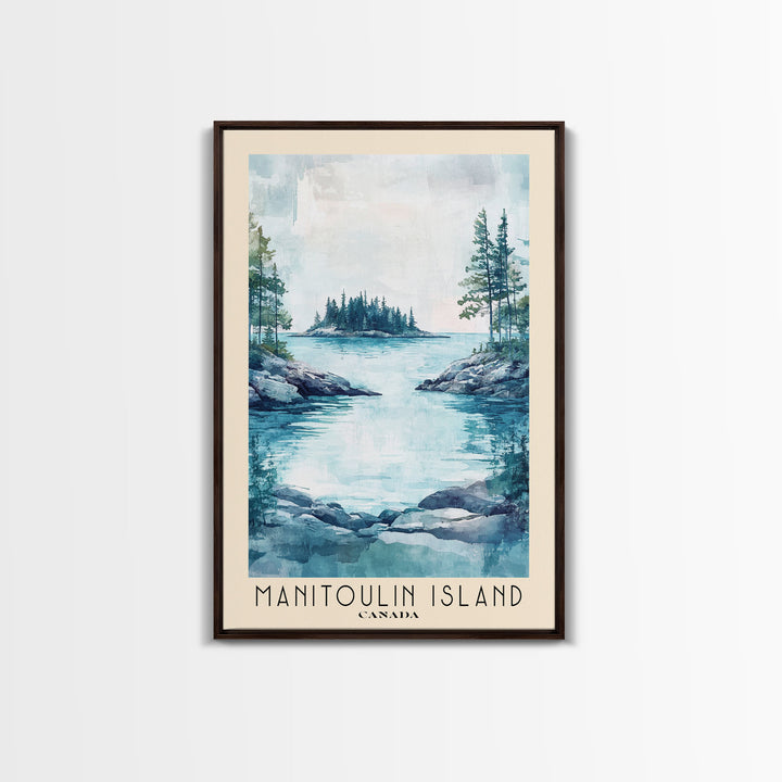 Manitoulin Island, Canada Watercolor Beach Print, Vacation Gift, Canada Wall Art, Framed Canvas Print, Framed Beach Painting