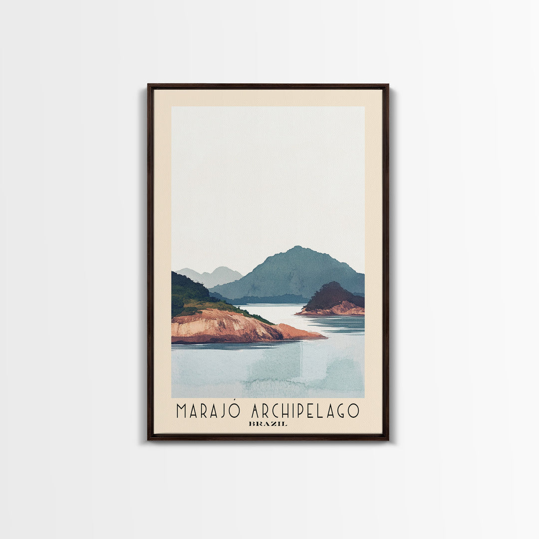 Marajó Archipelago, Brazil Watercolor Print, Vacation Gift, Brazil Wall Art, Beach Painting, Beach Decor, Large Wall Art, Wood Frame Art