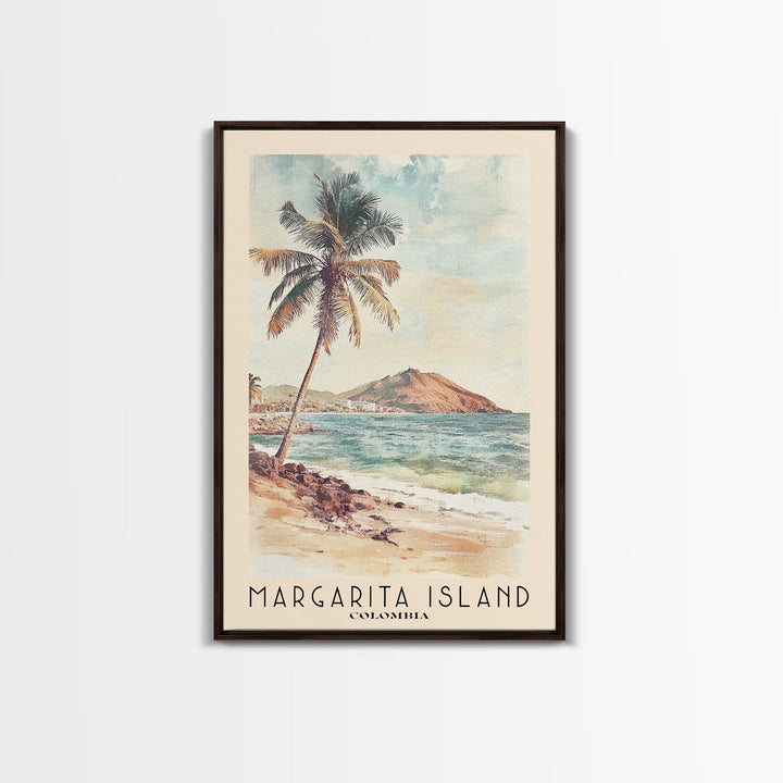 Margarita Island, Colombia Watercolor Print, Vacation Gift, Colombia Wall Art, Beach Painting, Beach Decor, Large Wall Art, Wood Frame Art