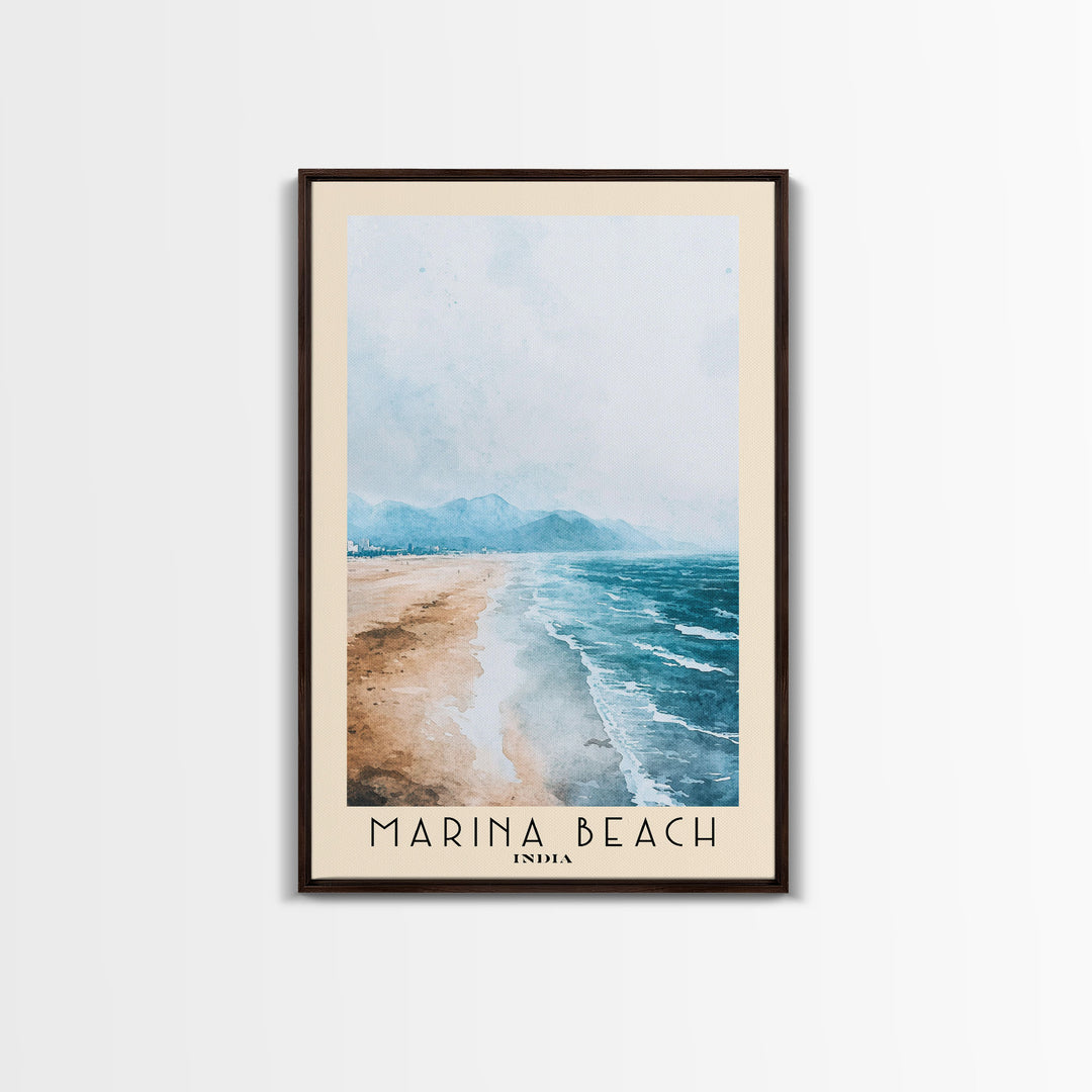 Marina Beach, India Watercolor Print, Vacation Gift, India Wall Art, Vacation Wall Art, Vacatation Memories, Beach Decor, Beach Or Lakehouse Art