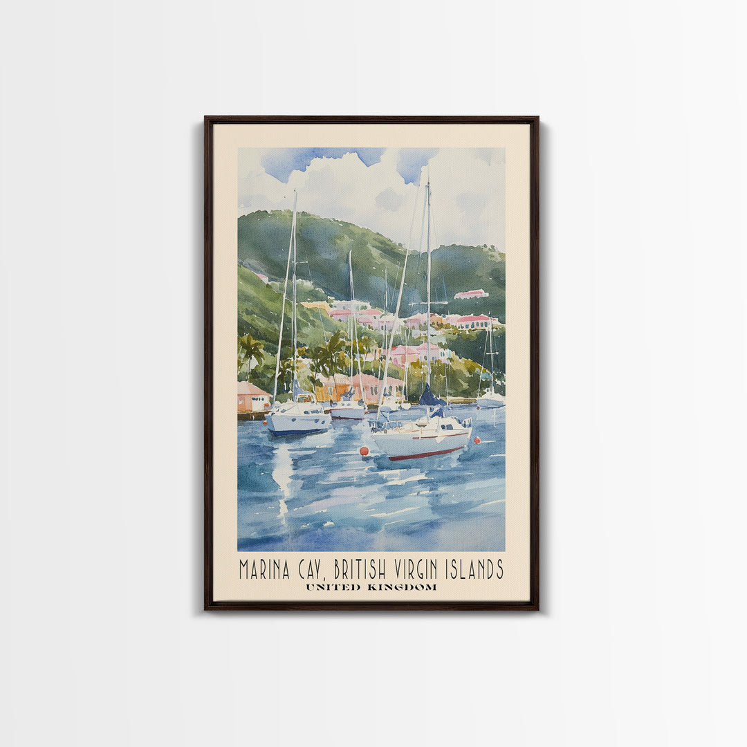 Marina Cay, British Virgin Islands, United Kingdom Watercolor Print, Vacation Gift, United Kingdom Wall Art, Beach Painting, Beach Decor, Beach Or Lakehouse Art