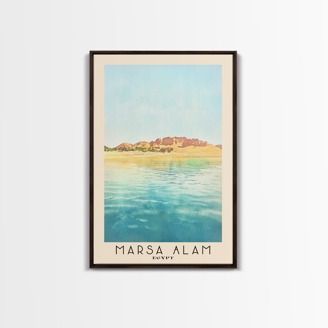 Marsa Alam, Egypt Watercolor Print, Vacation Gift, Egypt Wall Art, Beach Painting, Beach Decor, Large Wall Art, Wood Frame Art