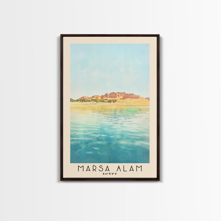 Marsa Alam, Egypt Watercolor Print, Vacation Gift, Egypt Wall Art, Beach Painting, Beach Decor, Large Wall Art, Wood Frame Art