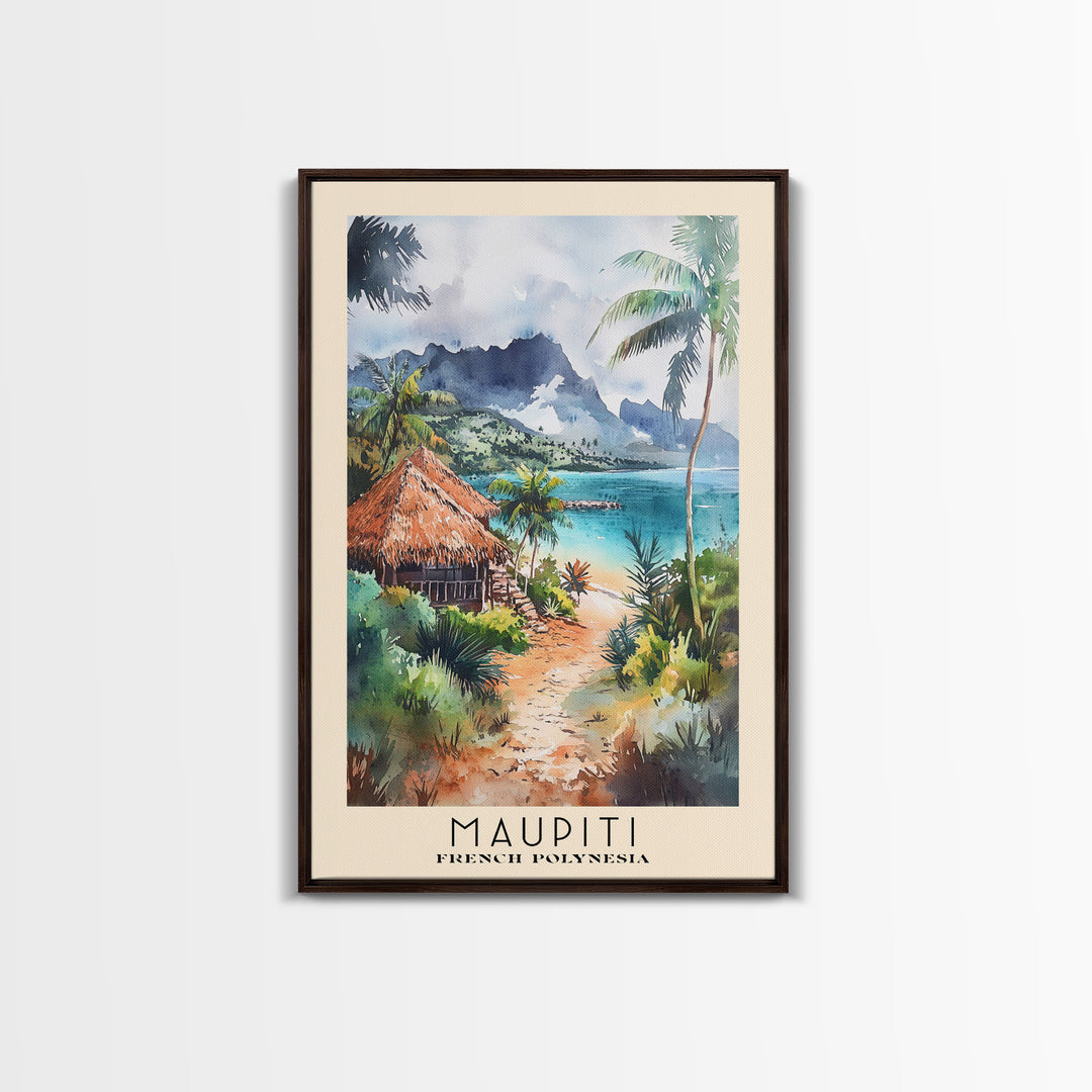 Maupiti, French Polynesia Watercolor Print, Vacation Gift, French Polynesia Wall Art, Vacation Wall Art, Vacatation Memories, Beach Decor, Beach Or Lakehouse Art