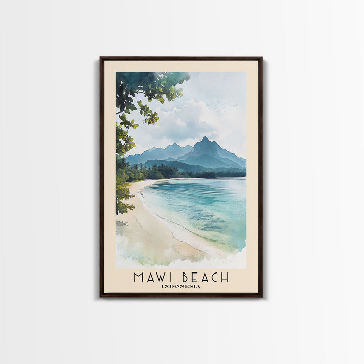 Mawi Beach, Indonesia Watercolor Print, Vacation Gift, Indonesia Wall Art, Beach Painting, Beach Decor, Beach Or Lakehouse Art