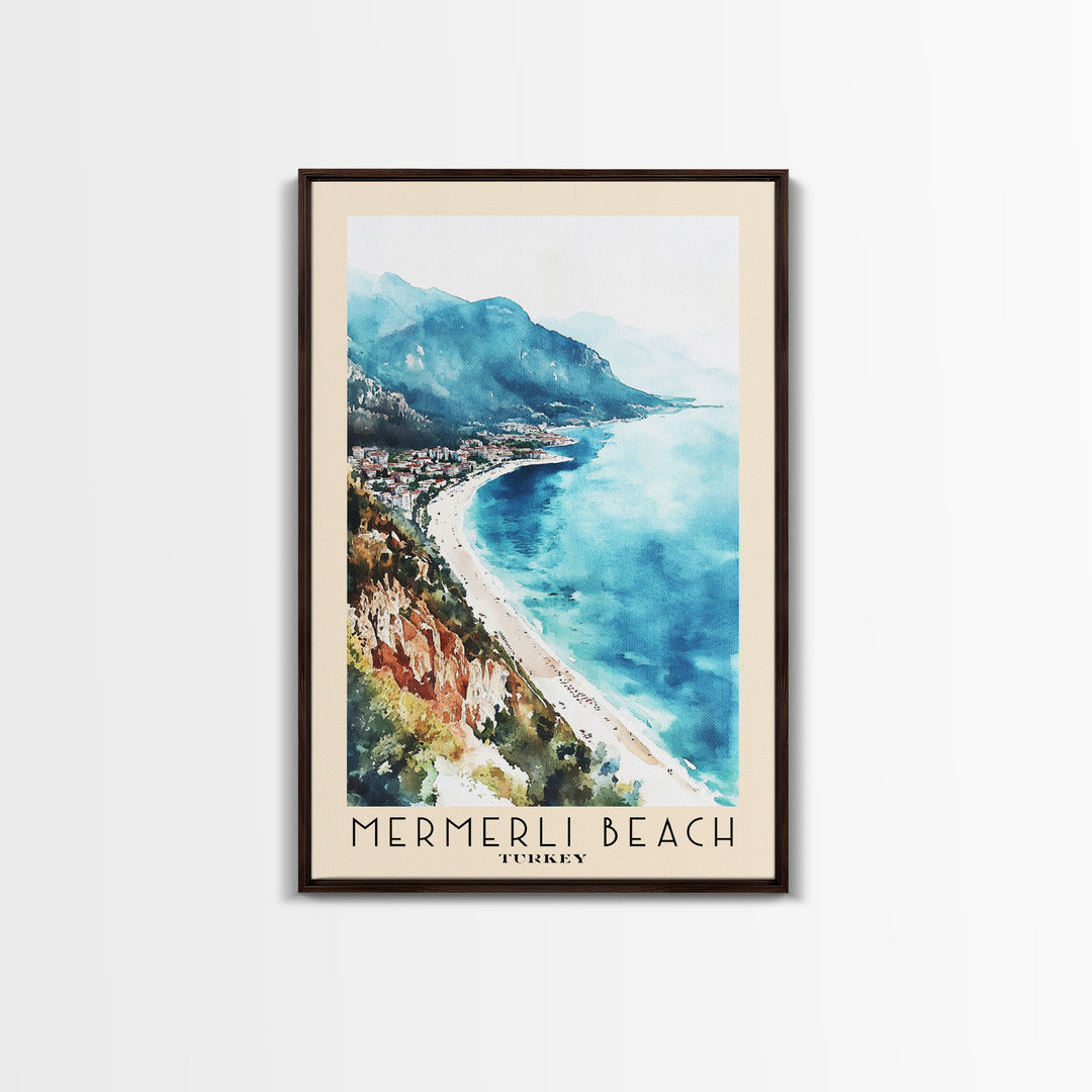 Mermerli Beach, Turkey Watercolor Print, Vacation Gift, Turkey Wall Art, Beach Painting, Beach Decor, Beach Or Lakehouse Art