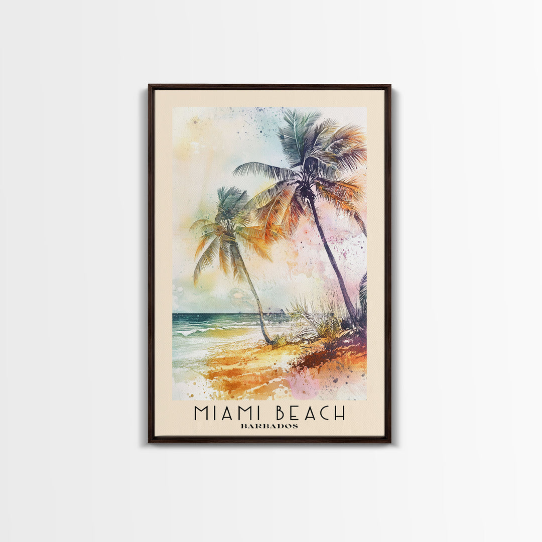 Miami Beach, Barbados Watercolor Beach Print, Vacation Gift, Barbados Wall Art, Beach Painting, Beach Decor, Beach Painting