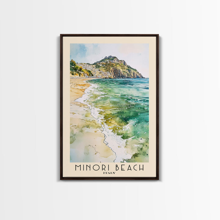 Minori Beach, Italy Watercolor Beach Print, Vacation Gift, Italy Wall Art, Beach Painting, Beach Decor, Beach Painting