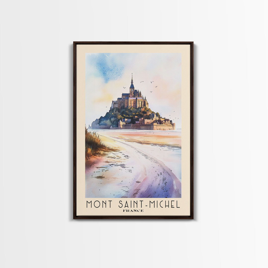 Mont Saint-Michel, France Watercolor Beach Print, Vacation Gift, France Wall Art, Beach Painting, Beach Decor, Beach Painting