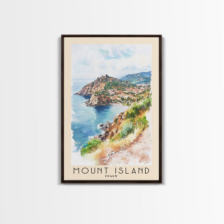 Mount island, Italy Watercolor Print, Vacation Gift, Italy Wall Art, Vacation Wall Art, Vacatation Memories, Beach Decor, Beach Or Lakehouse Art