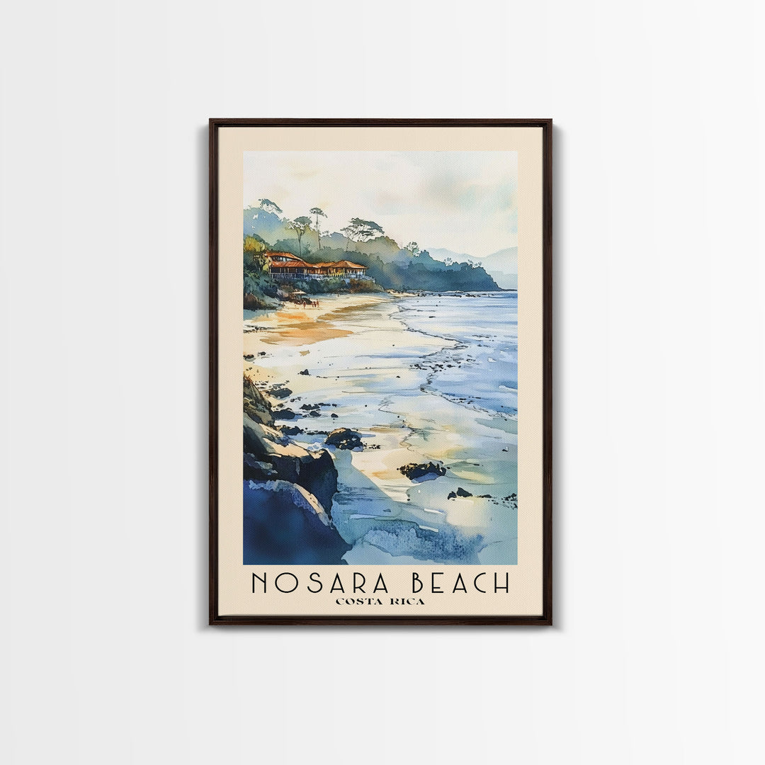 Nosara Beach, Costa Rica Watercolor Print, Vacation Gift, Costa Rica Wall Art, Beach Painting, Beach Decor, Large Wall Art, Wood Frame Art