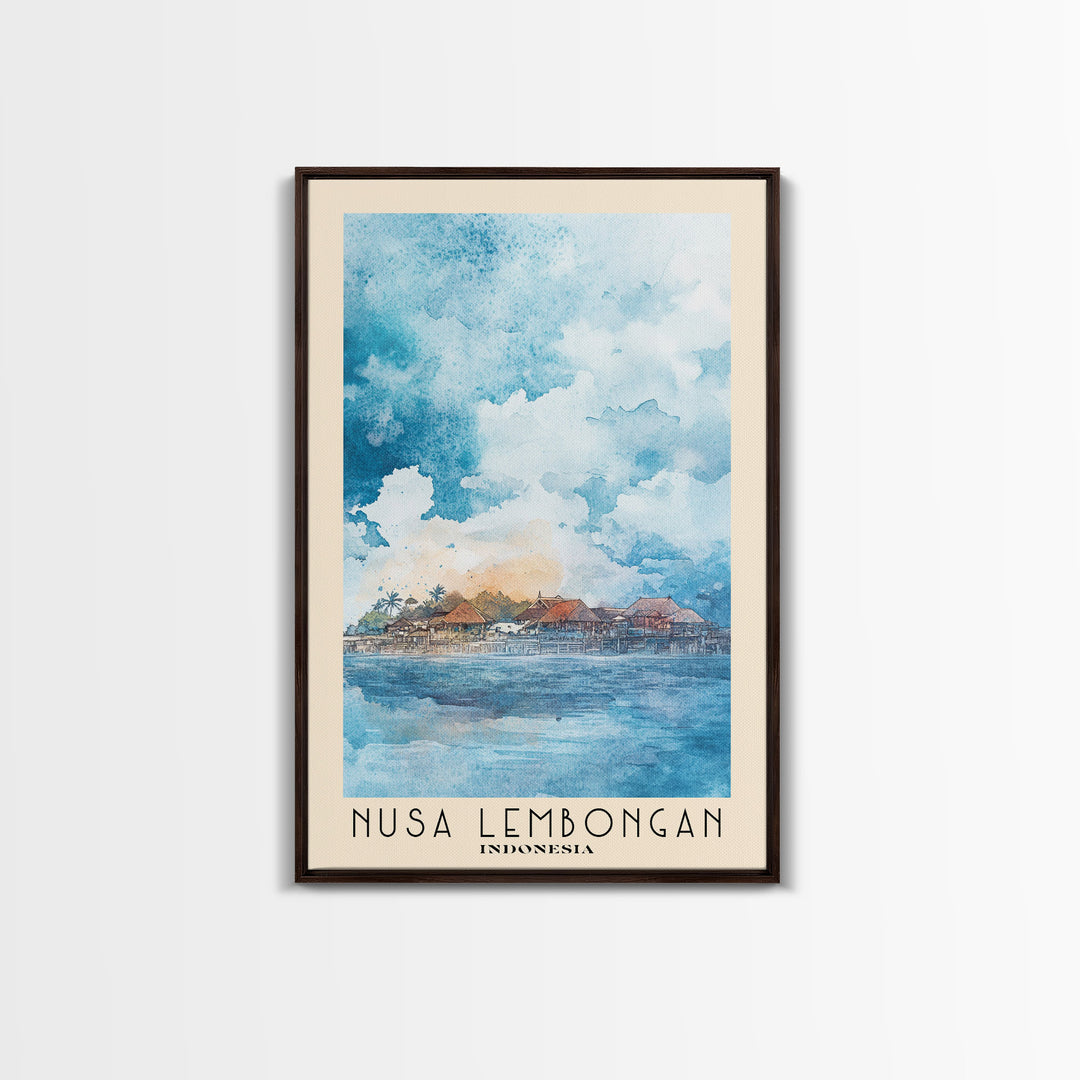 Nusa Lembongan, Indonesia Watercolor Print, Vacation Gift, Indonesia Wall Art, Beach Painting, Beach Decor, Large Wall Art, Wood Frame Art