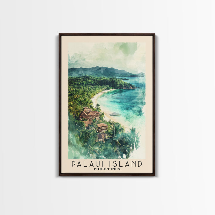 Palaui Island, Philippines Watercolor Print, Vacation Gift, Philippines Wall Art, Beach Painting, Beach Decor, Large Wall Art, Wood Frame Art