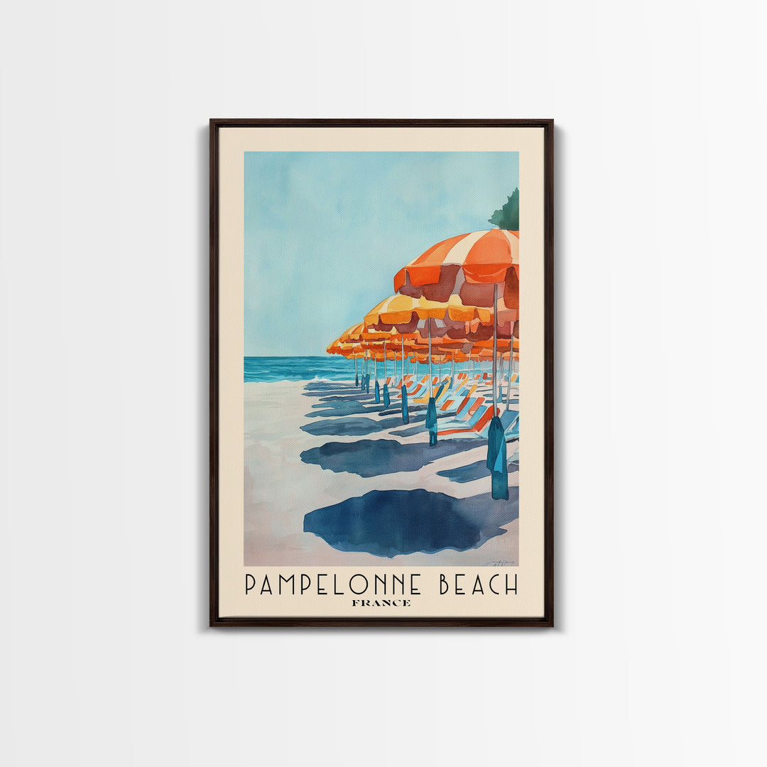 Pampelonne Beach, France Watercolor Print, Vacation Gift, France Wall Art, Beach Painting, Beach Decor, Large Wall Art, Wood Frame Art