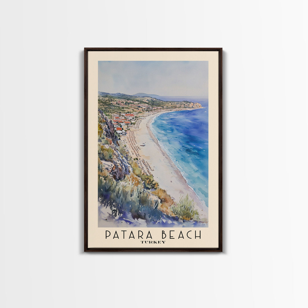 Patara Beach, Turkey Watercolor Print, Vacation Gift, Turkey Wall Art, Beach Painting, Beach Decor, Large Wall Art, Wood Frame Art