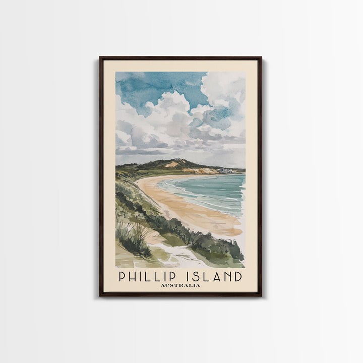 Phillip Island, Australia Watercolor Print, Vacation Gift, Australia Wall Art, Beach Painting, Beach Decor, Large Wall Art, Wood Frame Art