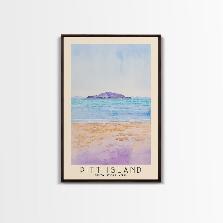 Pitt Island, New Zealand Watercolor Beach Print, Vacation Gift, New Zealand Wall Art, Framed Canvas Print, Framed Beach Painting