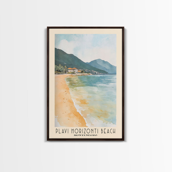 Plavi Horizonti Beach, Montenegro Watercolor Print, Vacation Gift, Montenegro Wall Art, Vacation Wall Art, Vacatation Memories, Beach Decor, Beach Or Lakehouse Art