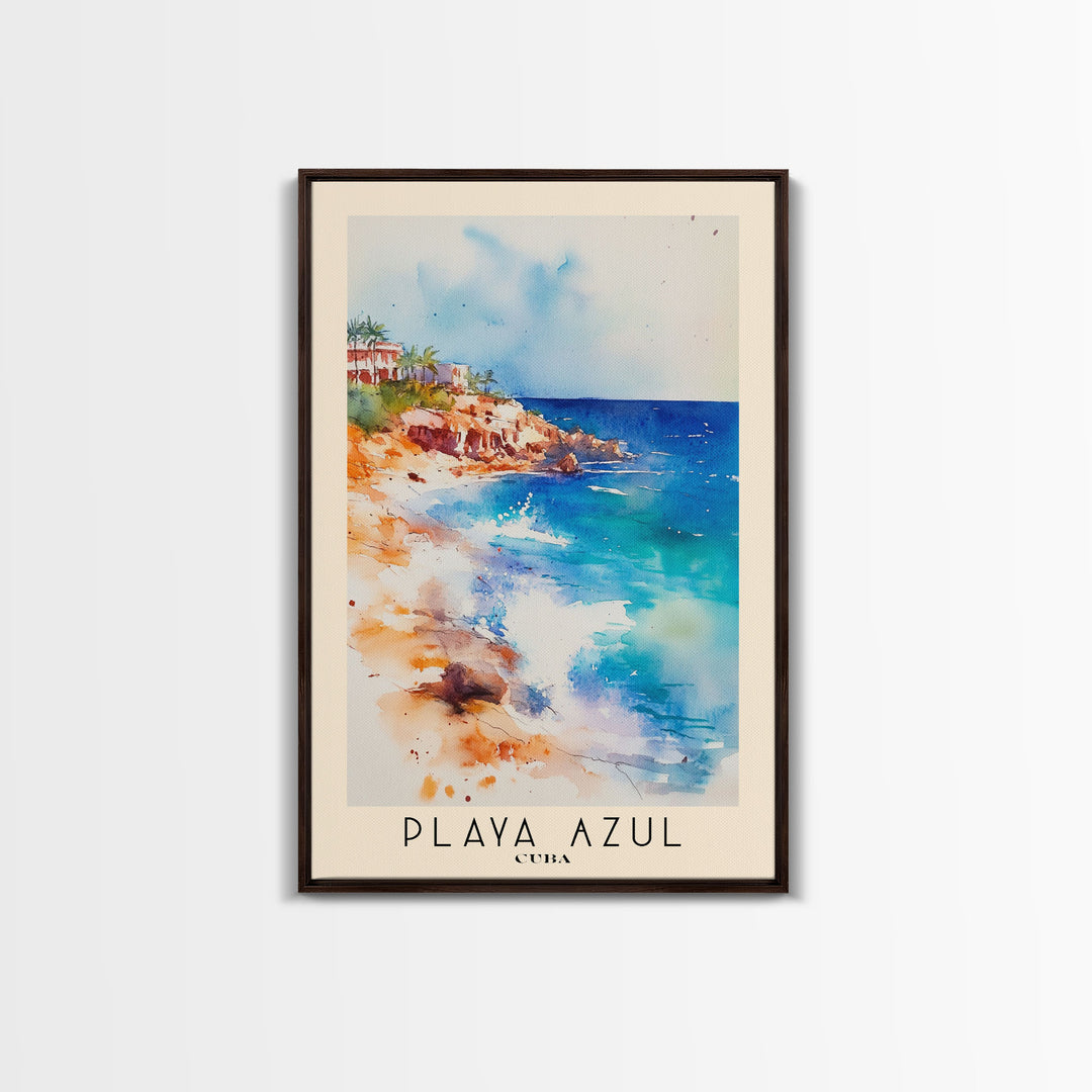 Playa Azul, Cuba Watercolor Beach Print, Vacation Gift, Cuba Wall Art, Beach Painting, Beach Decor, Beach Painting