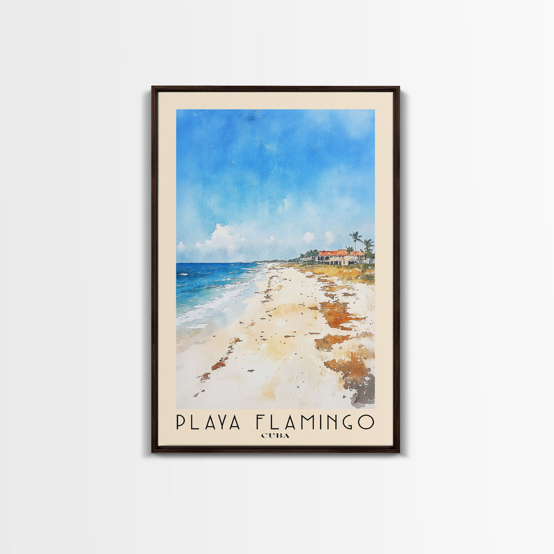 Playa Flamingo, Cuba Watercolor Beach Print, Vacation Gift, Cuba Wall Art, Beach Painting, Beach Decor, Beach Painting