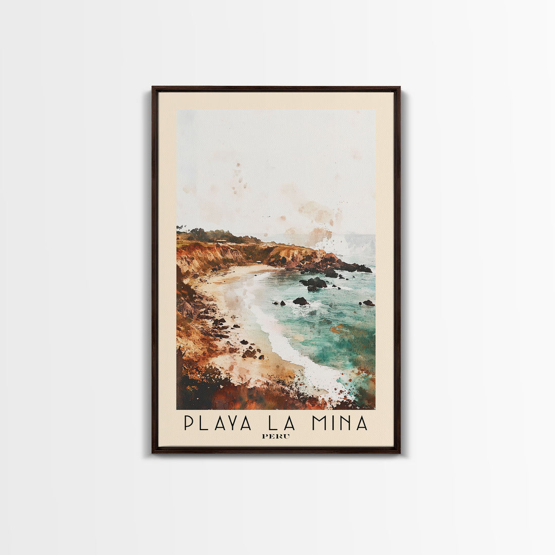 Playa La Mina, Peru Watercolor Print, Vacation Gift, Peru Wall Art, Beach Painting, Beach Decor, Beach Or Lakehouse Art