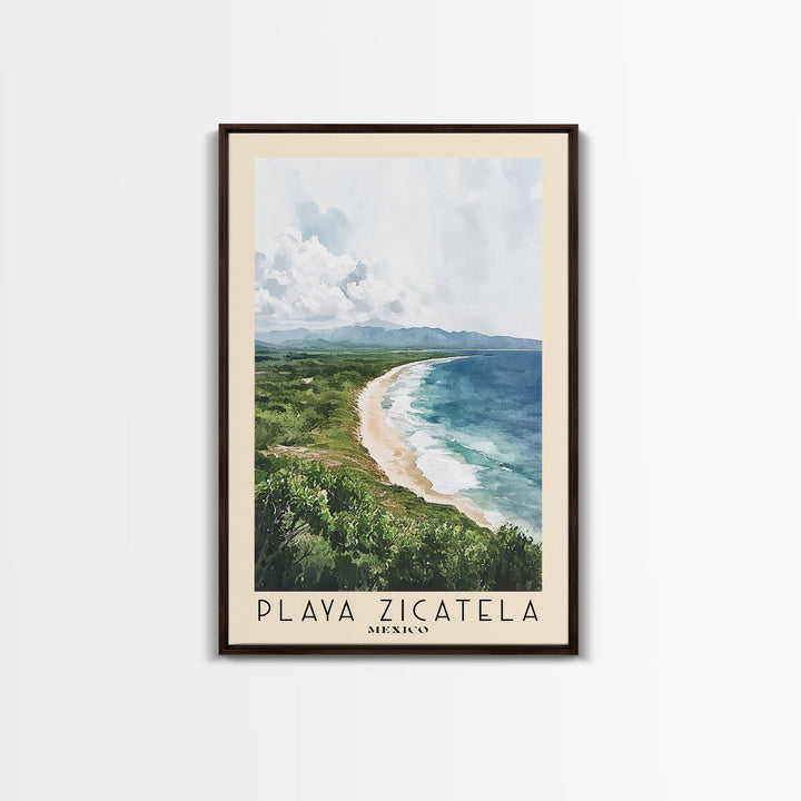 Playa Zicatela, Mexico Watercolor Print, Vacation Gift, Mexico Wall Art, Vacation Wall Art, Vacatation Memories, Beach Decor, Beach Or Lakehouse Art