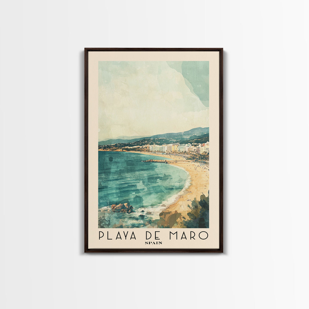 Playa de Maro, Spain Watercolor Print, Vacation Gift, Spain Wall Art, Vacation Wall Art, Vacatation Memories, Beach Decor, Beach Or Lakehouse Art