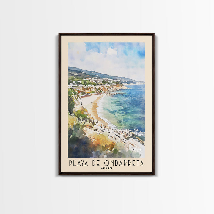 Playa de Ondarreta, Spain Watercolor Beach Print, Vacation Gift, Spain Wall Art, Beach Painting, Beach Decor, Beach Painting