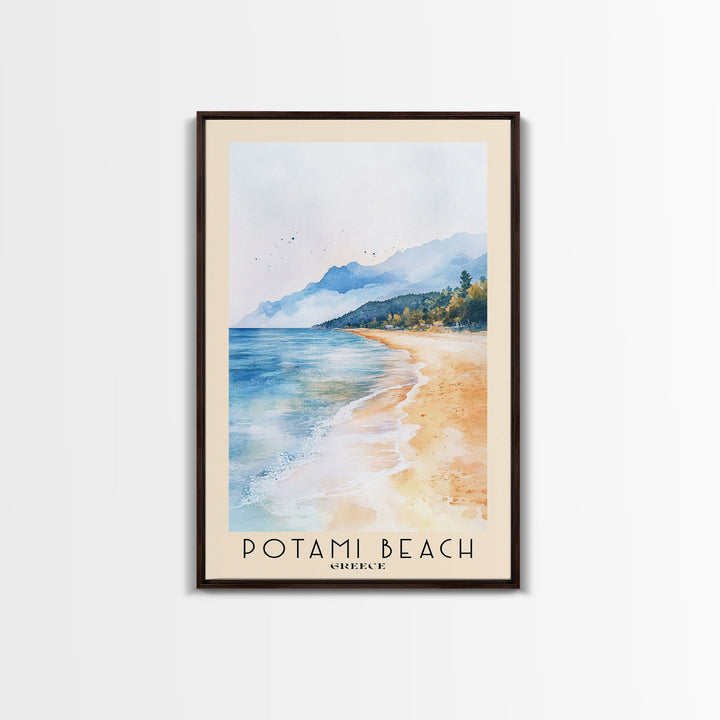 Potami Beach, Greece Watercolor Print, Vacation Gift, Greece Wall Art, Beach Painting, Beach Decor, Beach Or Lakehouse Art