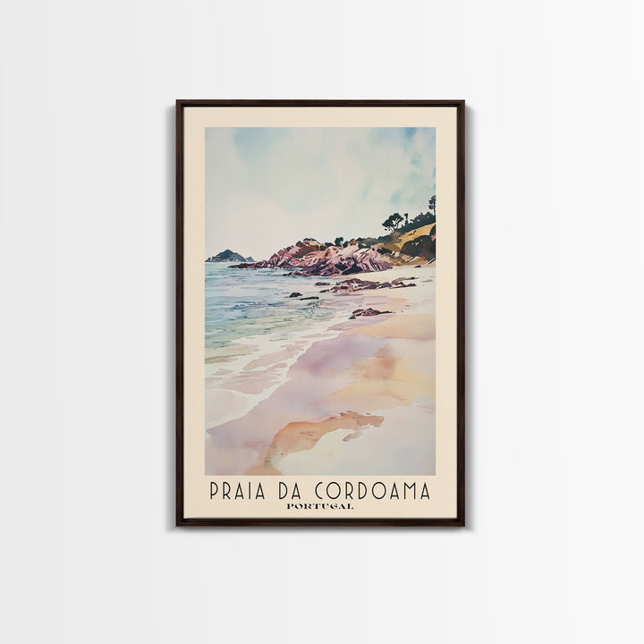 Praia da Cordoama, Portugal Watercolor Beach Print, Vacation Gift, Portugal Wall Art, Beach Painting, Beach Decor, Beach Painting