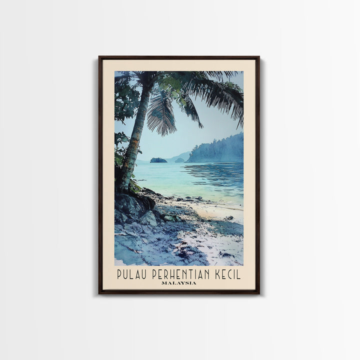 Pulau Perhentian Kecil, Malaysia Watercolor Beach Print, Vacation Gift, Malaysia Wall Art, Framed Canvas Print, Framed Beach Painting