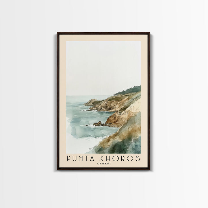 Punta Choros, Chile Watercolor Print, Vacation Gift, Chile Wall Art, Beach Painting, Beach Decor, Large Wall Art, Wood Frame Art