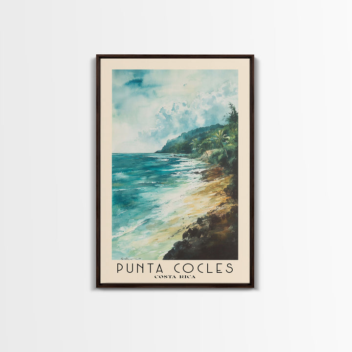 Punta Cocles, Costa Rica Watercolor Beach Print, Vacation Gift, Costa Rica Wall Art, Framed Canvas Print, Framed Beach Painting