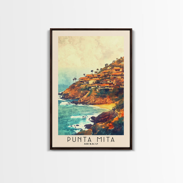 Punta Mita, Mexico Watercolor Print, Vacation Gift, Mexico Wall Art, Beach Painting, Beach Decor, Large Wall Art, Wood Frame Art