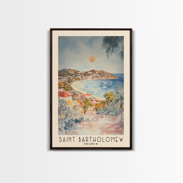 Saint Bartholomew, France Watercolor Print, Vacation Gift, France Wall Art, Beach Painting, Beach Decor, Beach Or Lakehouse Art