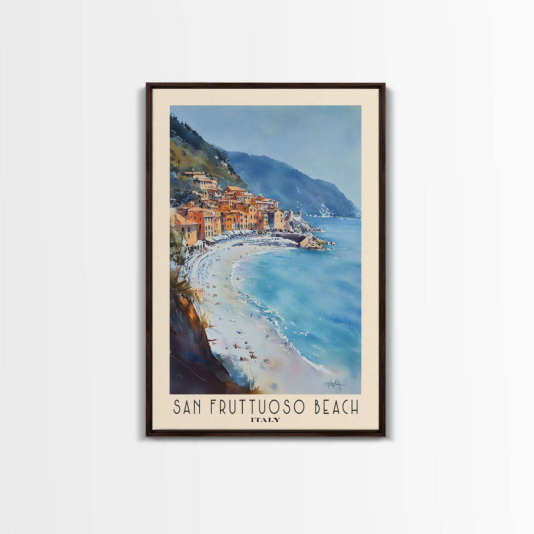 San Fruttuoso Beach, Italy Watercolor Print, Vacation Gift, Italy Wall Art, Vacation Wall Art, Vacatation Memories, Beach Decor, Beach Or Lakehouse Art