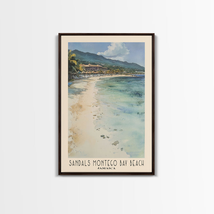 Sandals Montego Bay Beach, Jamaica Watercolor Print, Vacation Gift, Jamaica Wall Art, Vacation Wall Art, Vacatation Memories, Beach Decor, Beach Or Lakehouse Art