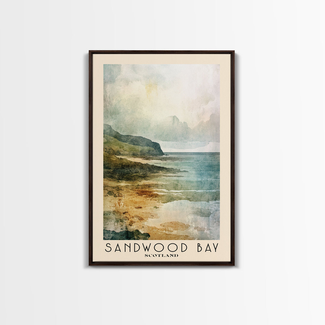 Sandwood Bay, Scotland Watercolor Print, Vacation Gift, Scotland Wall Art, Beach Painting, Beach Decor, Large Wall Art, Wood Frame Art