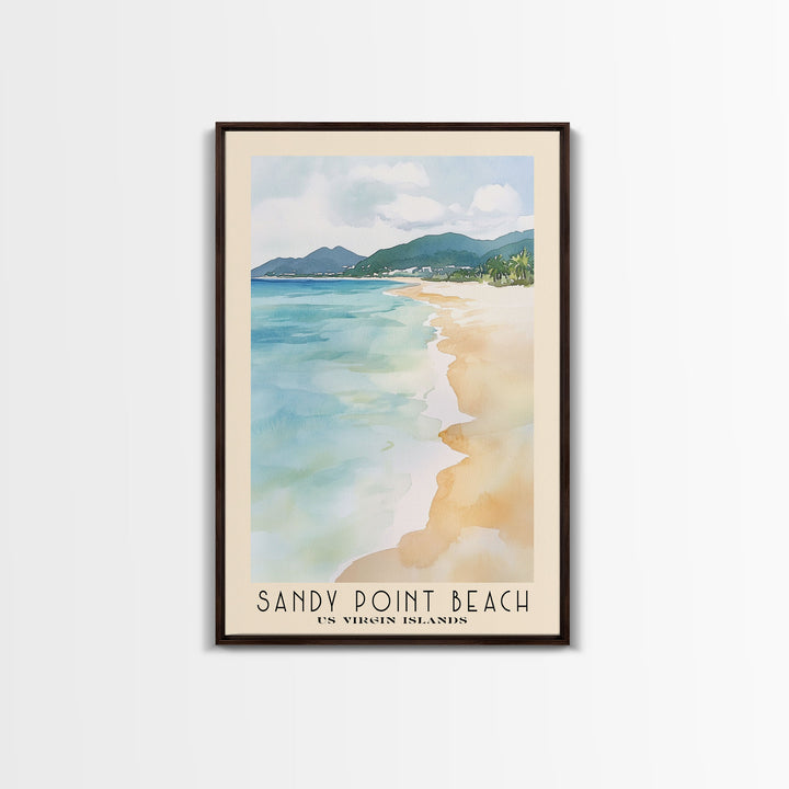 Sandy Point Beach, US Virgin islands Watercolor Print, Vacation Gift, US Virgin islands Wall Art, Beach Painting, Beach Decor, Beach Or Lakehouse Art