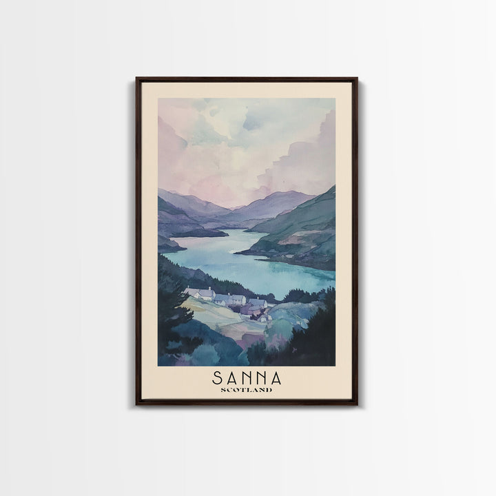 Sanna, Scotland Watercolor Print, Vacation Gift, Scotland Wall Art, Beach Painting, Beach Decor, Large Wall Art, Wood Frame Art