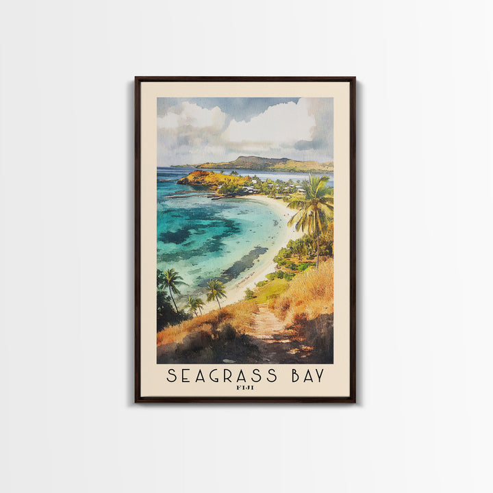 Seagrass Bay, Fiji Watercolor Beach Print, Vacation Gift, Fiji Wall Art, Beach Painting, Beach Decor, Beach Painting